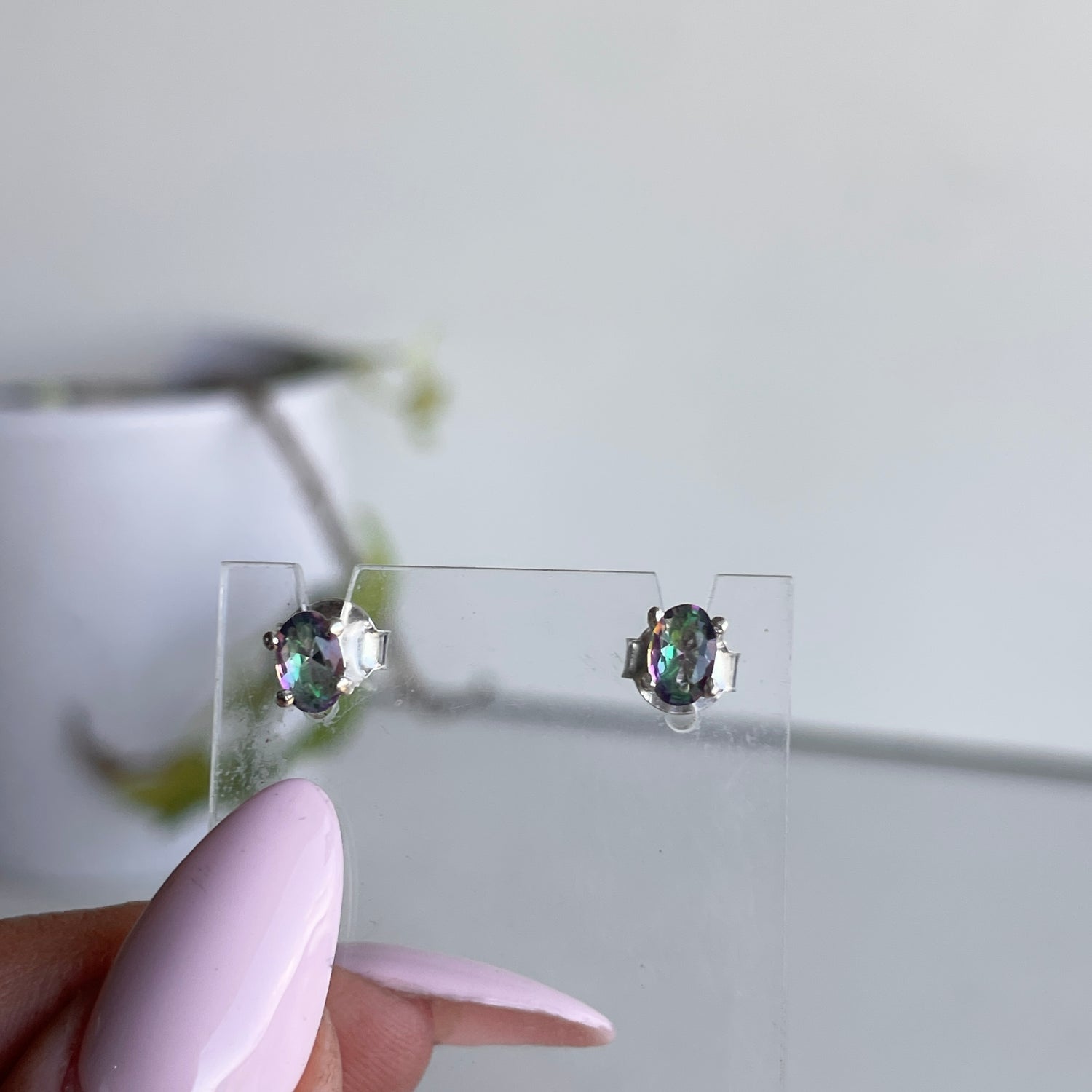 Mystic Topaz Oval Stud Earrings