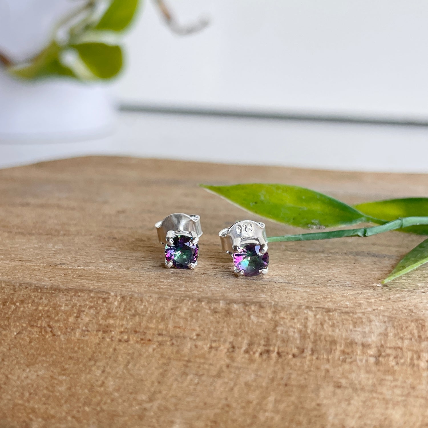 Mystic Topaz Round Stud Earrings