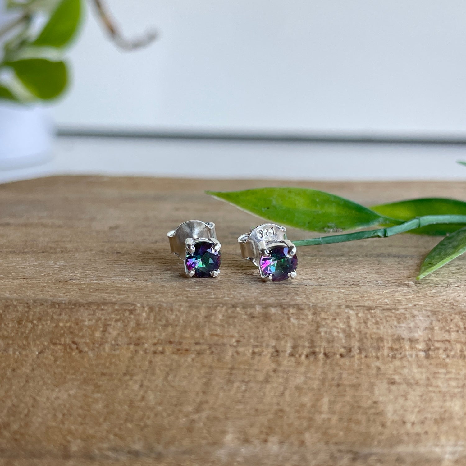 Mystic Topaz Round Stud Earrings