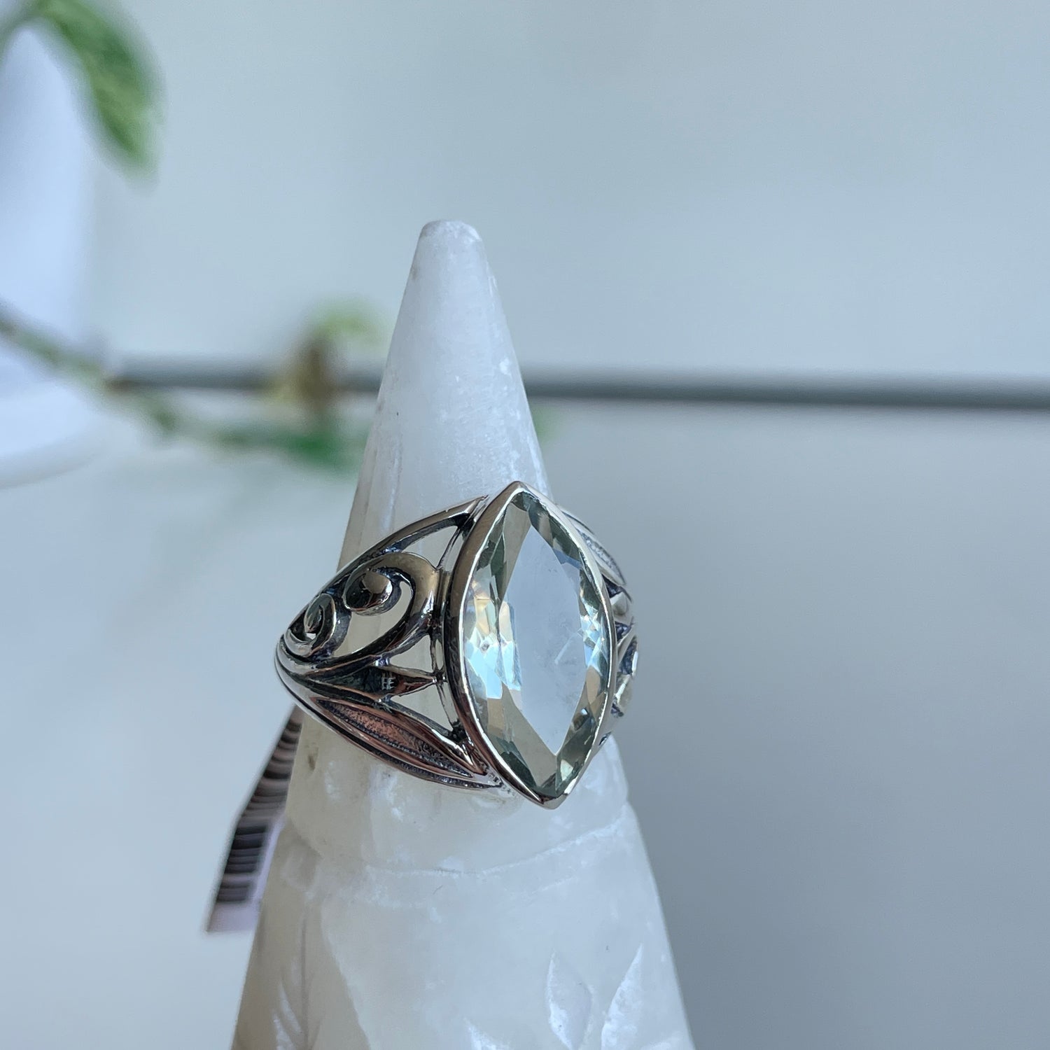 Green Amethyst Prasiolite Marquise Ring