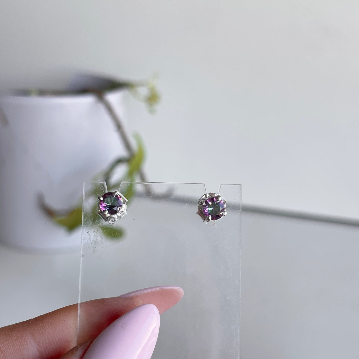 Mystic Topaz Round Stud Earrings