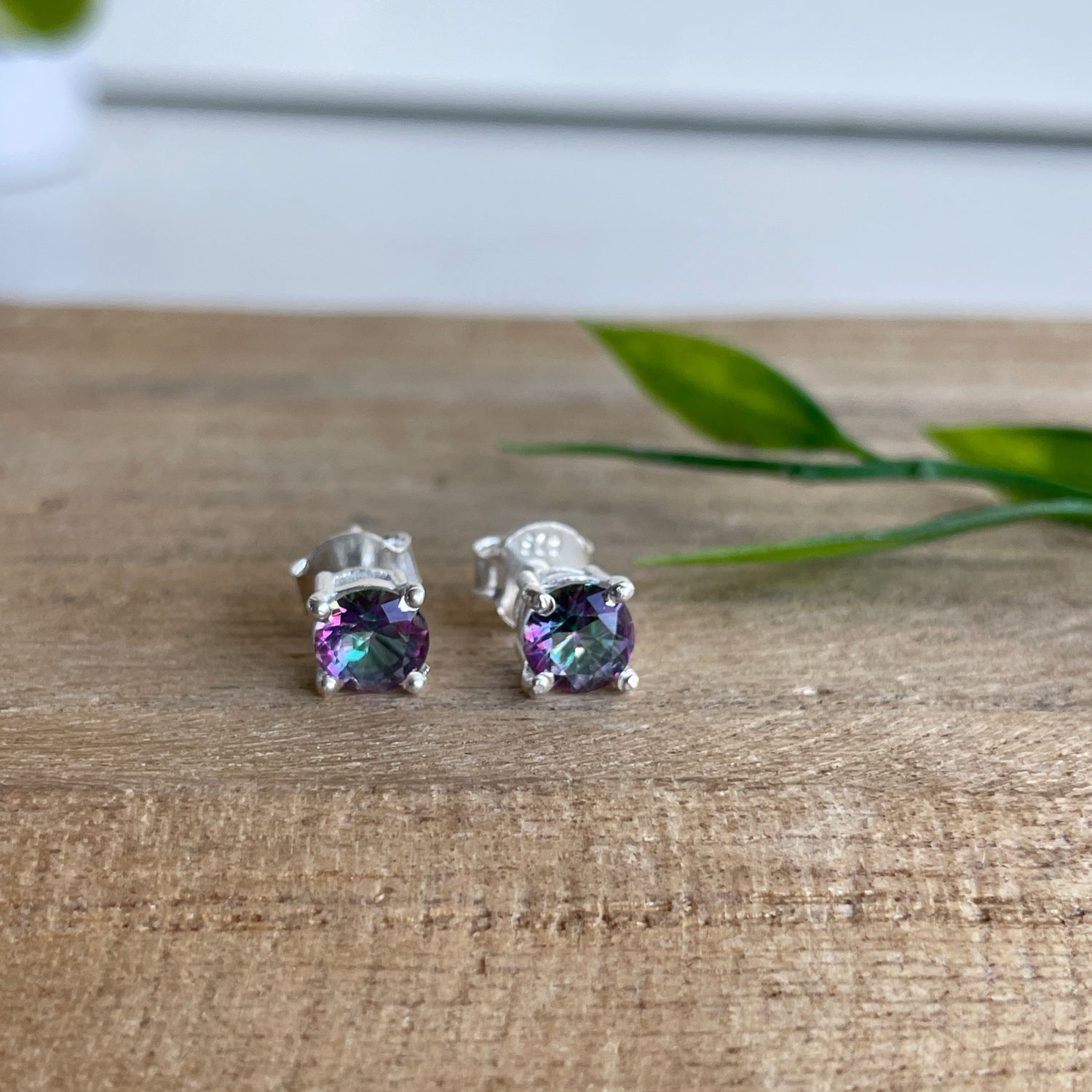 Mystic Topaz Round Stud Earrings