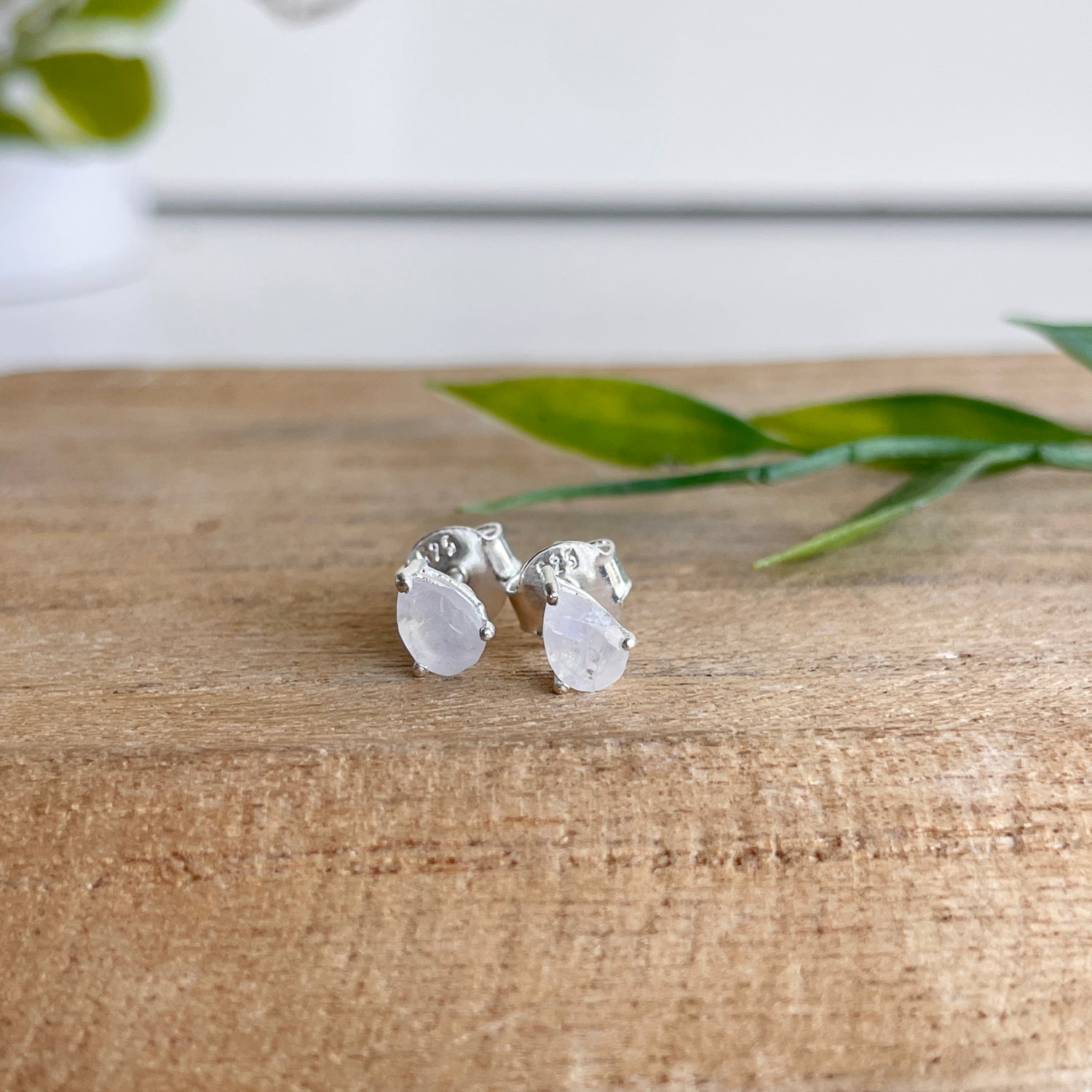 Moonstone Teardrop Stud Earrings