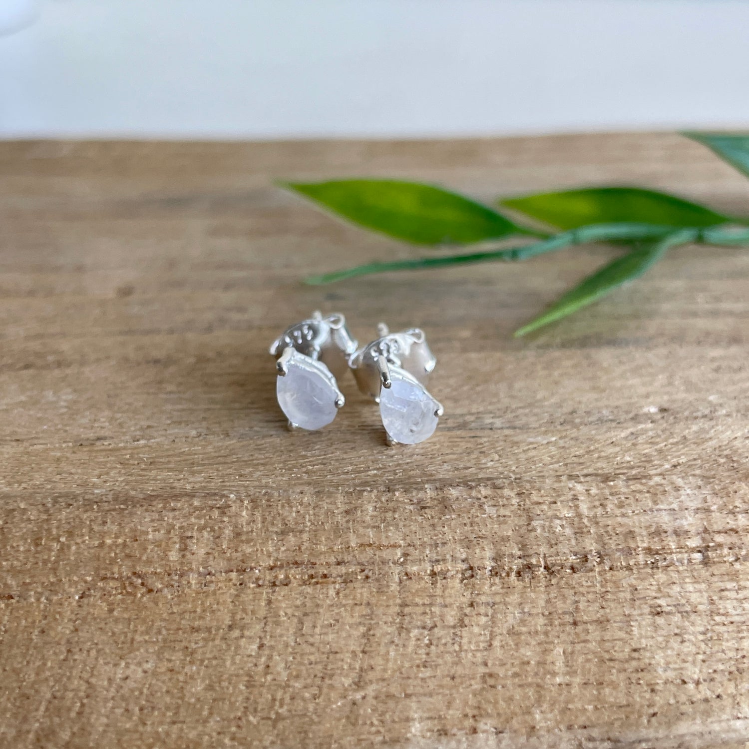 Moonstone Teardrop Stud Earrings