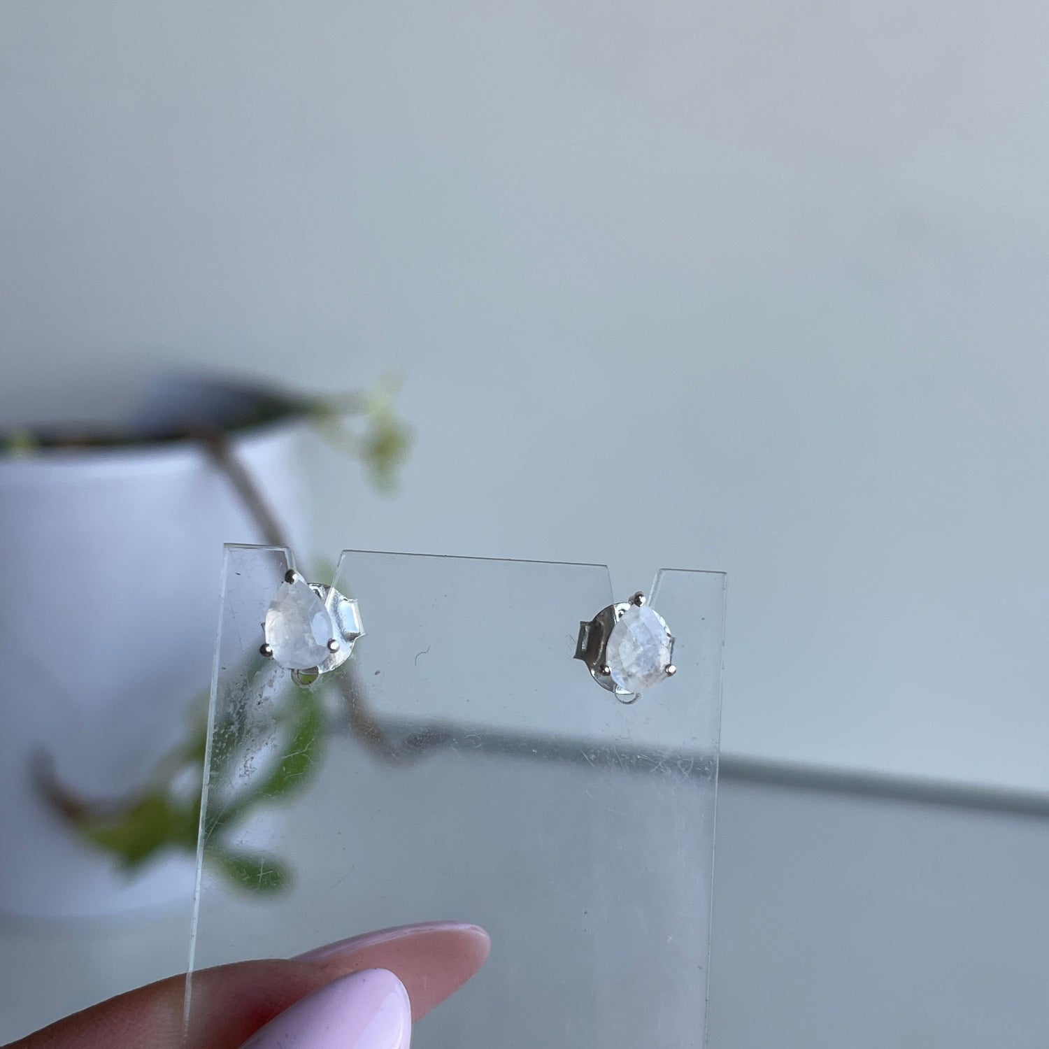 Moonstone Teardrop Stud Earrings
