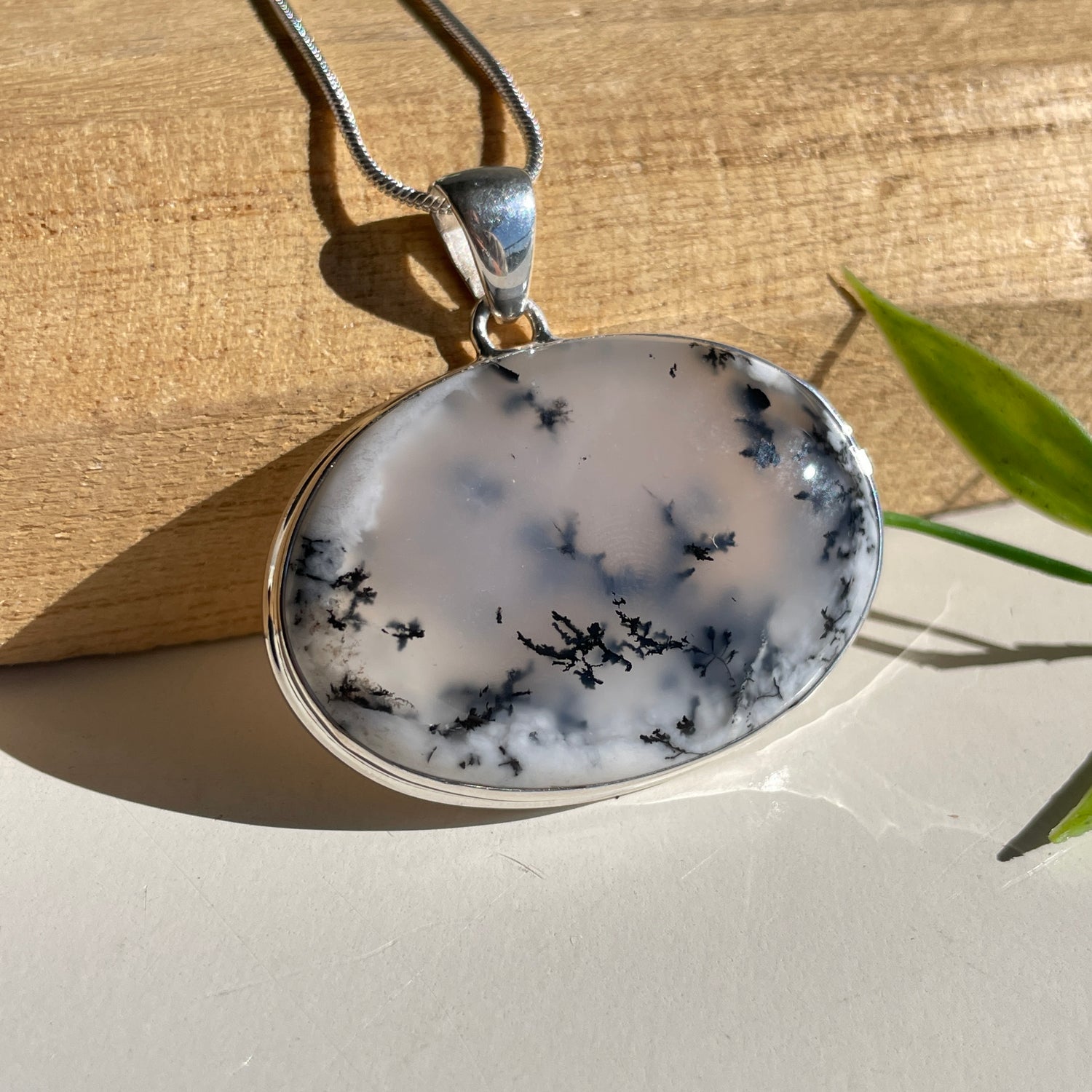 Dendritic Agate Oval Pendant