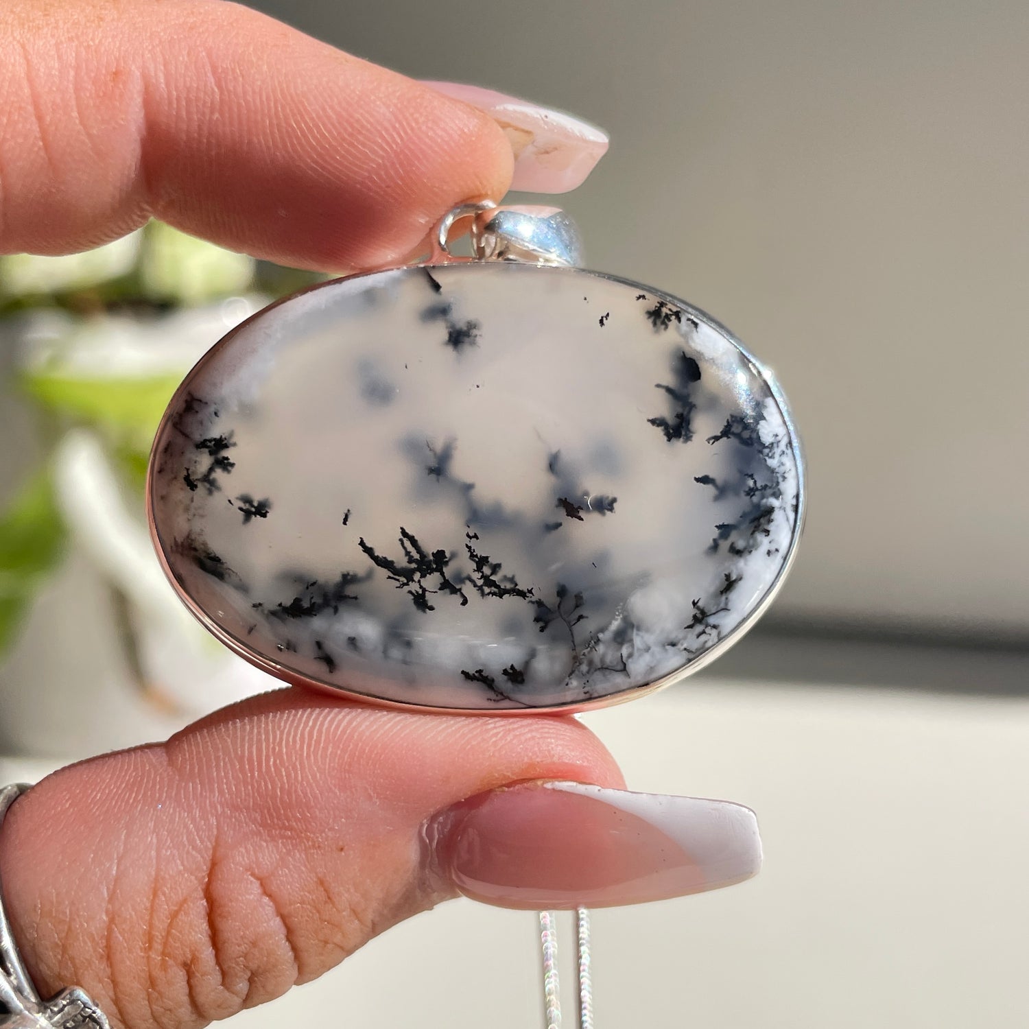 Dendritic Agate Oval Pendant