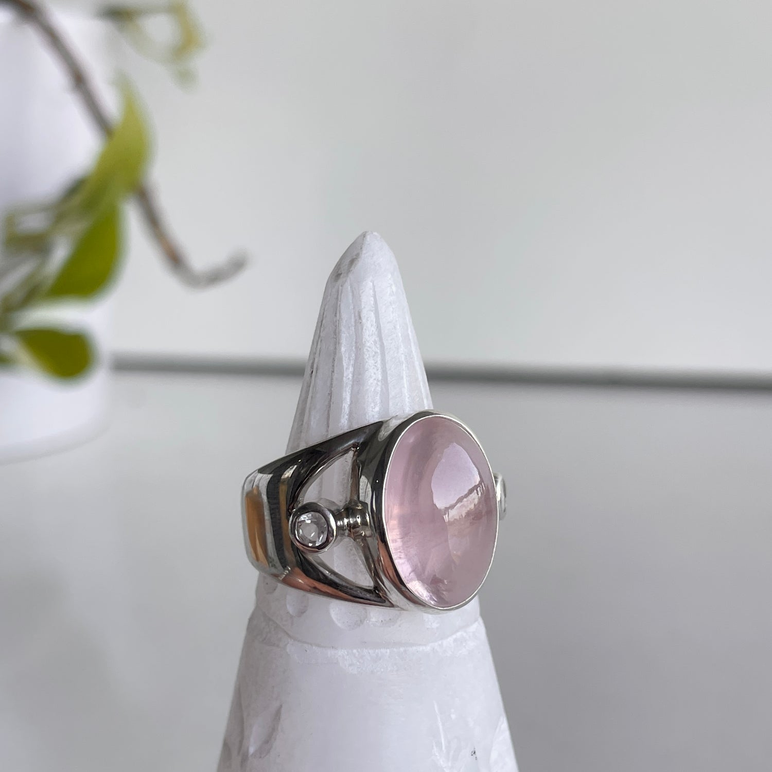 Rose Quartz Oval Ring Sz8.5