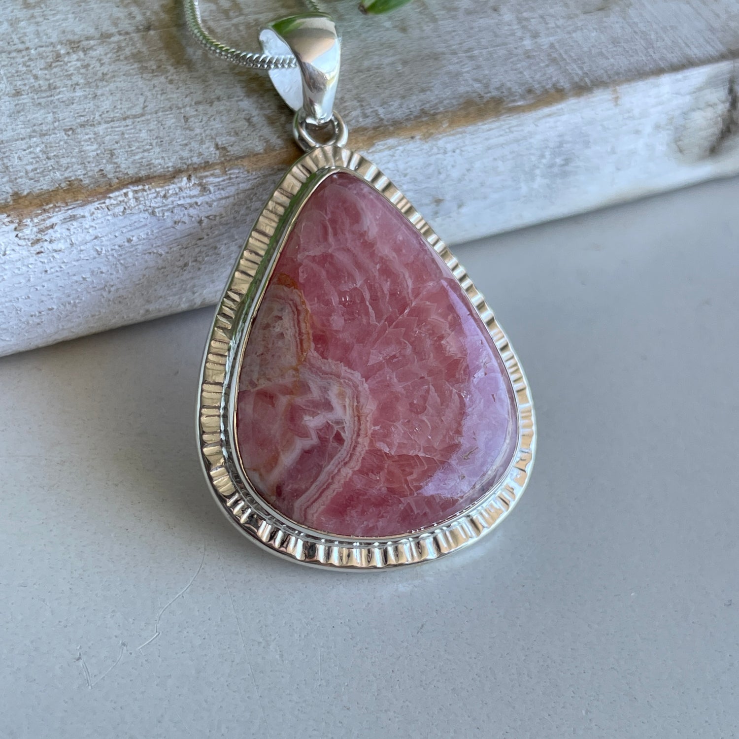 Rhodochrosite Teardrop Pendant