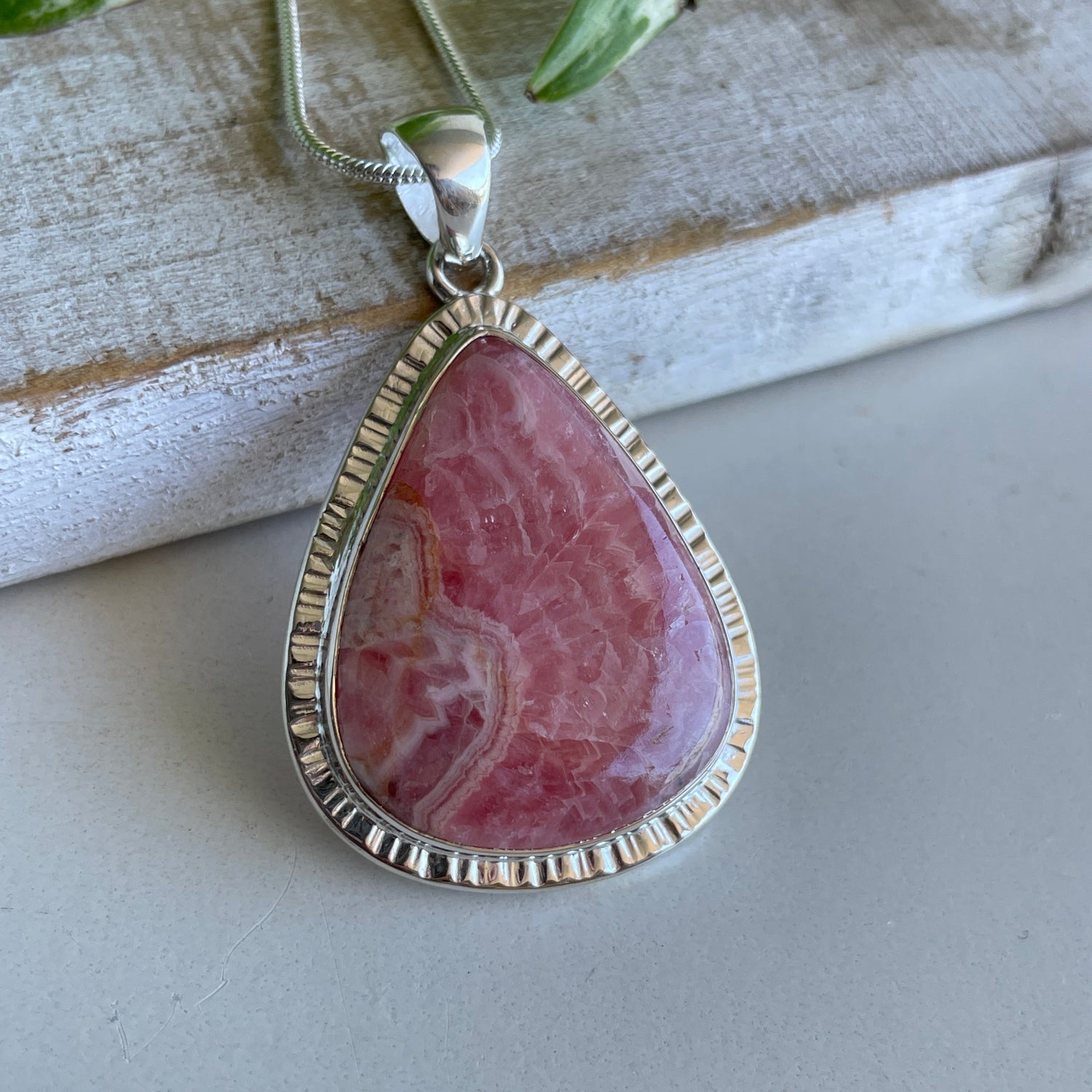 Rhodochrosite Teardrop Pendant