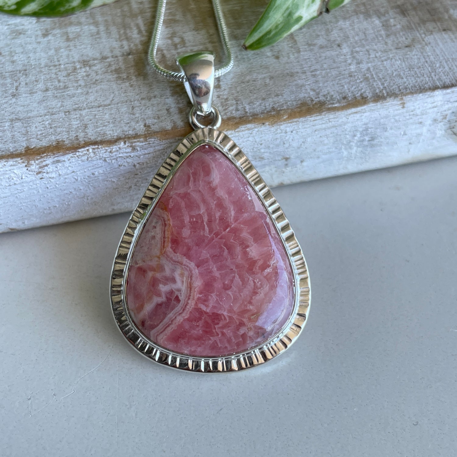 Rhodochrosite Teardrop Pendant