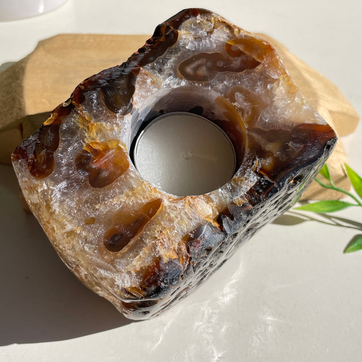 Natural Agate Tealight Holder