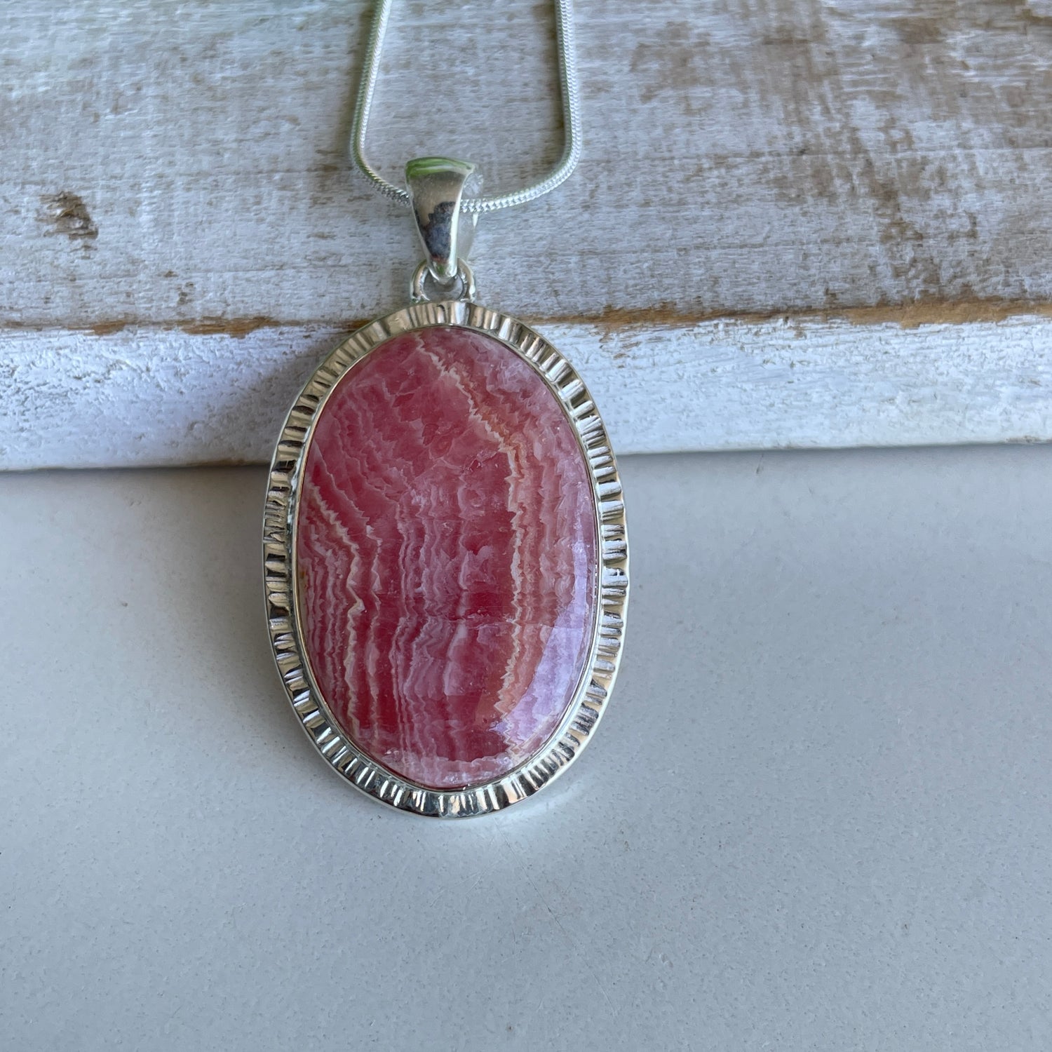 Rhodochrosite Oval Pendant