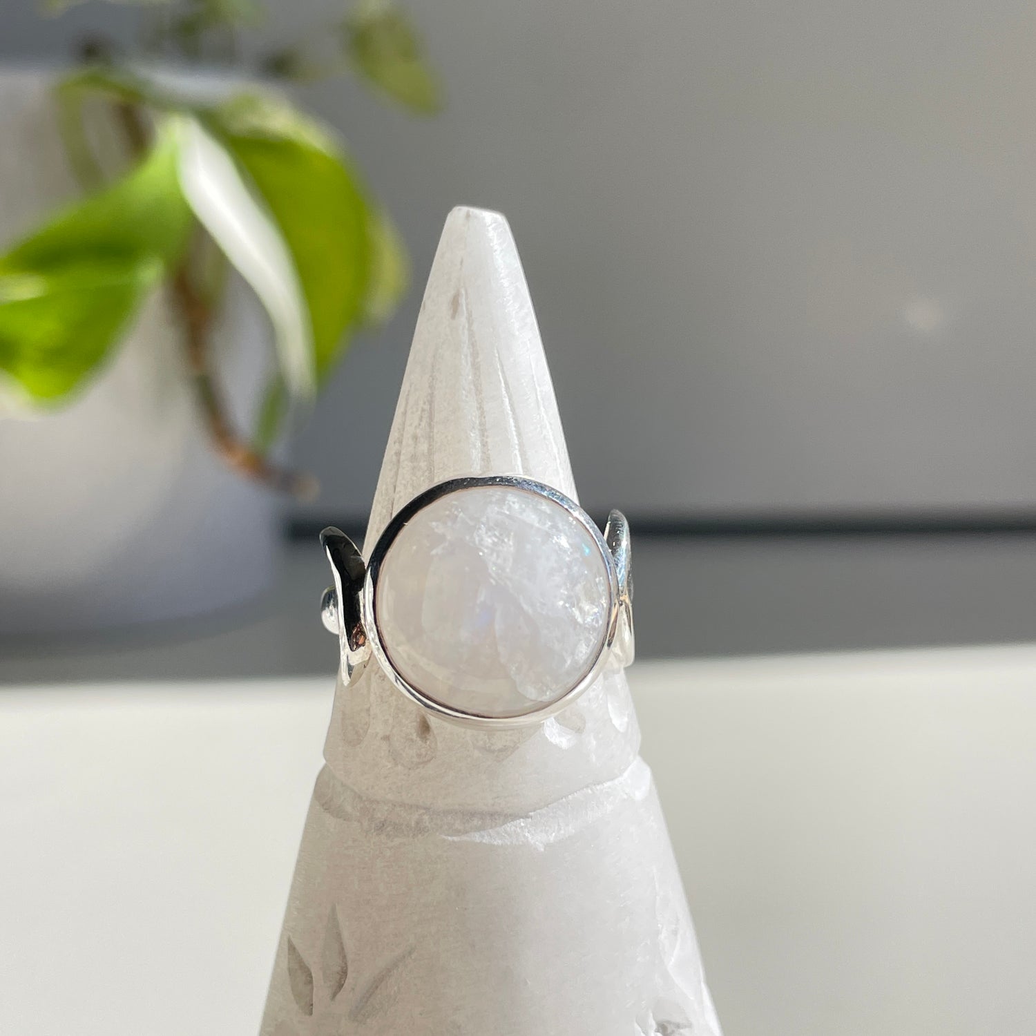 Moonstone Triple Moon Ring Sz8