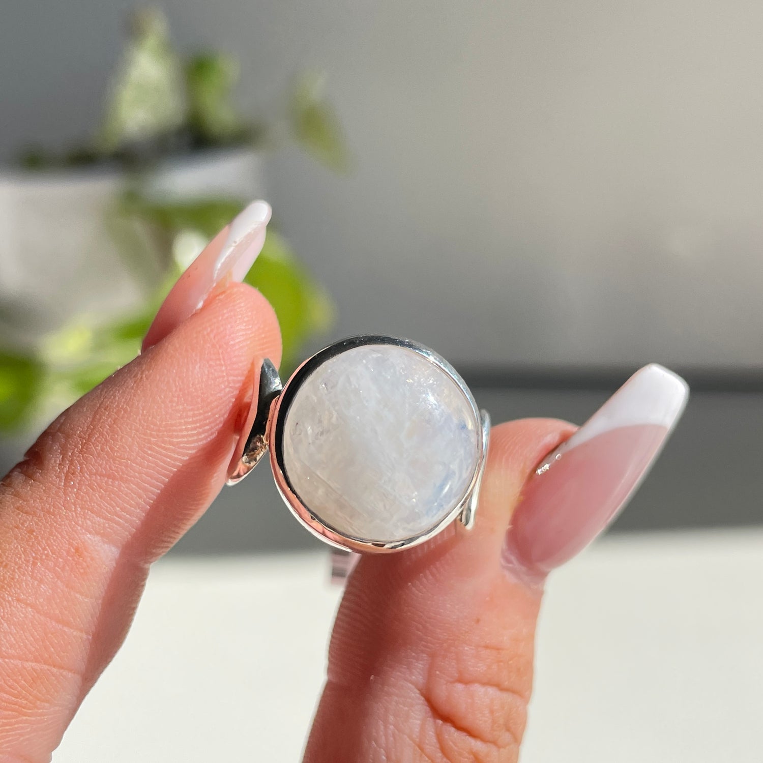 Moonstone Triple Moon Ring Sz8