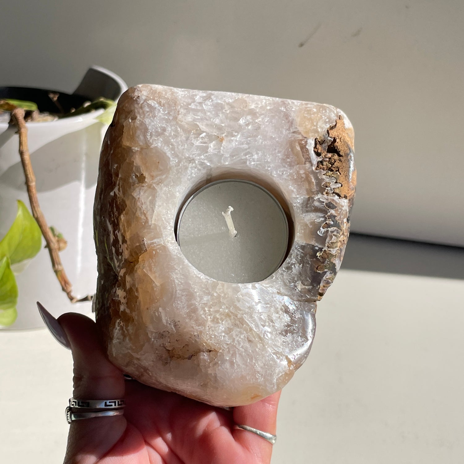Natural Agate Tealight Holder