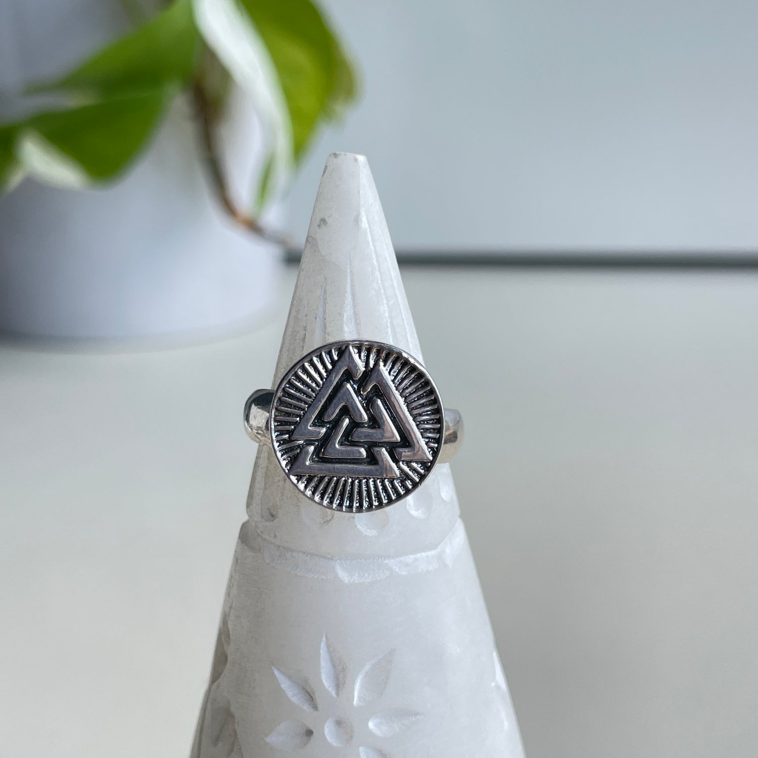 Valknut Silver Ring Sz9
