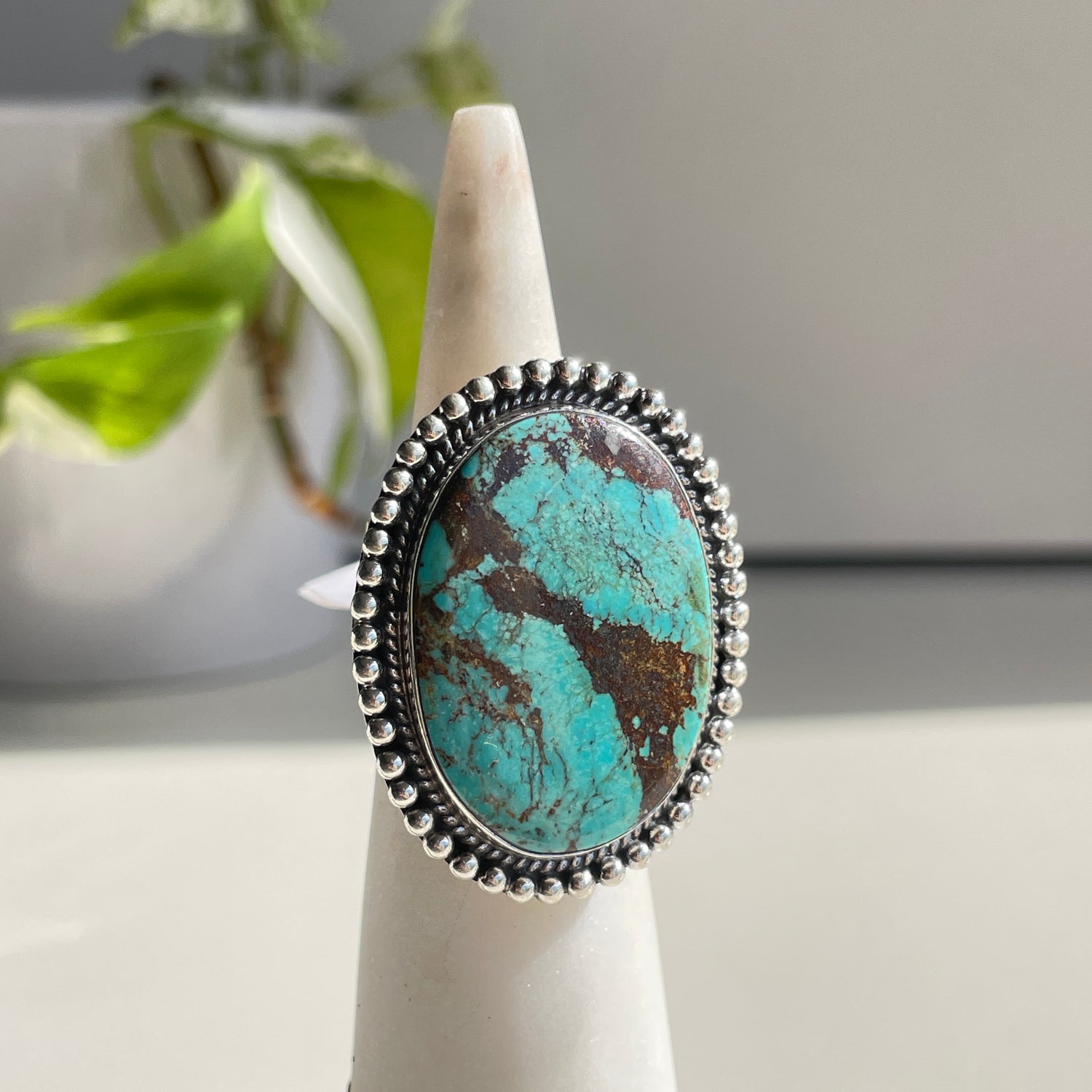 Turquoise Oval Ring Sz8