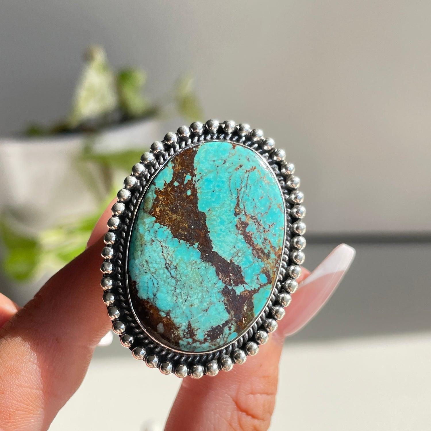 Turquoise Oval Ring Sz8