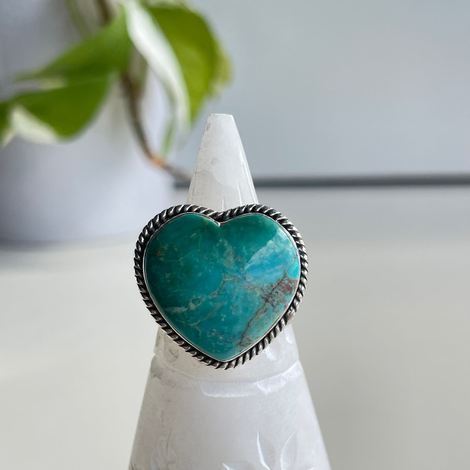 Turquoise Heart Ring Sz8