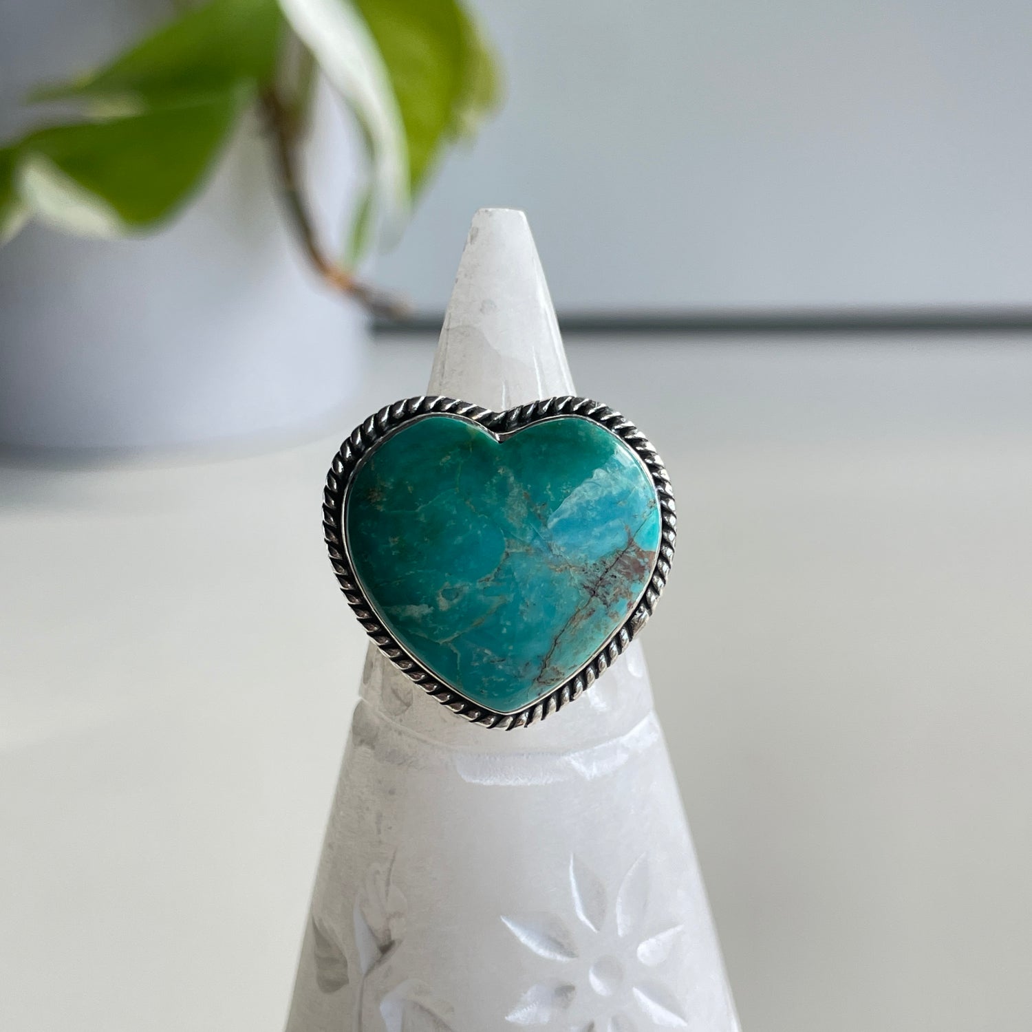 Turquoise Heart Ring Sz8