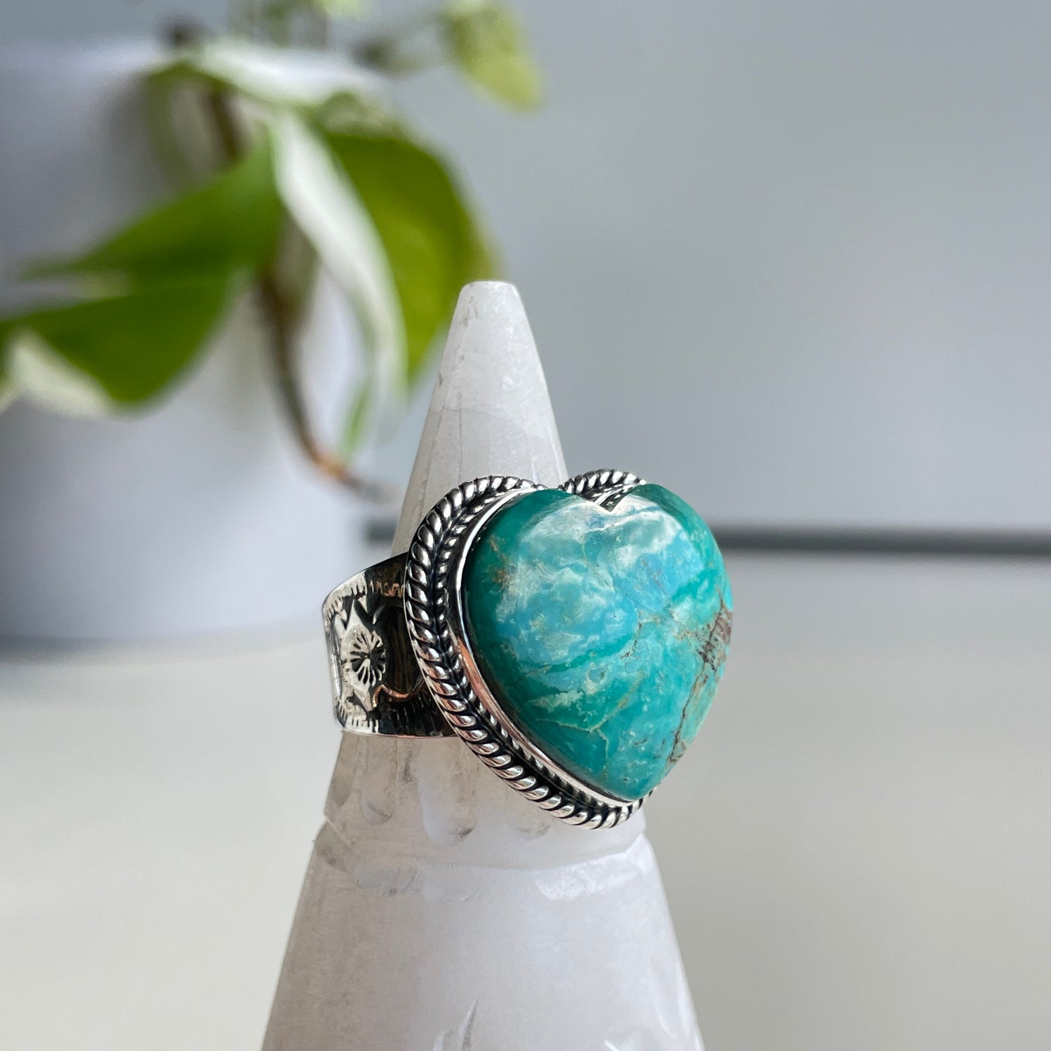Turquoise Heart Ring Sz8