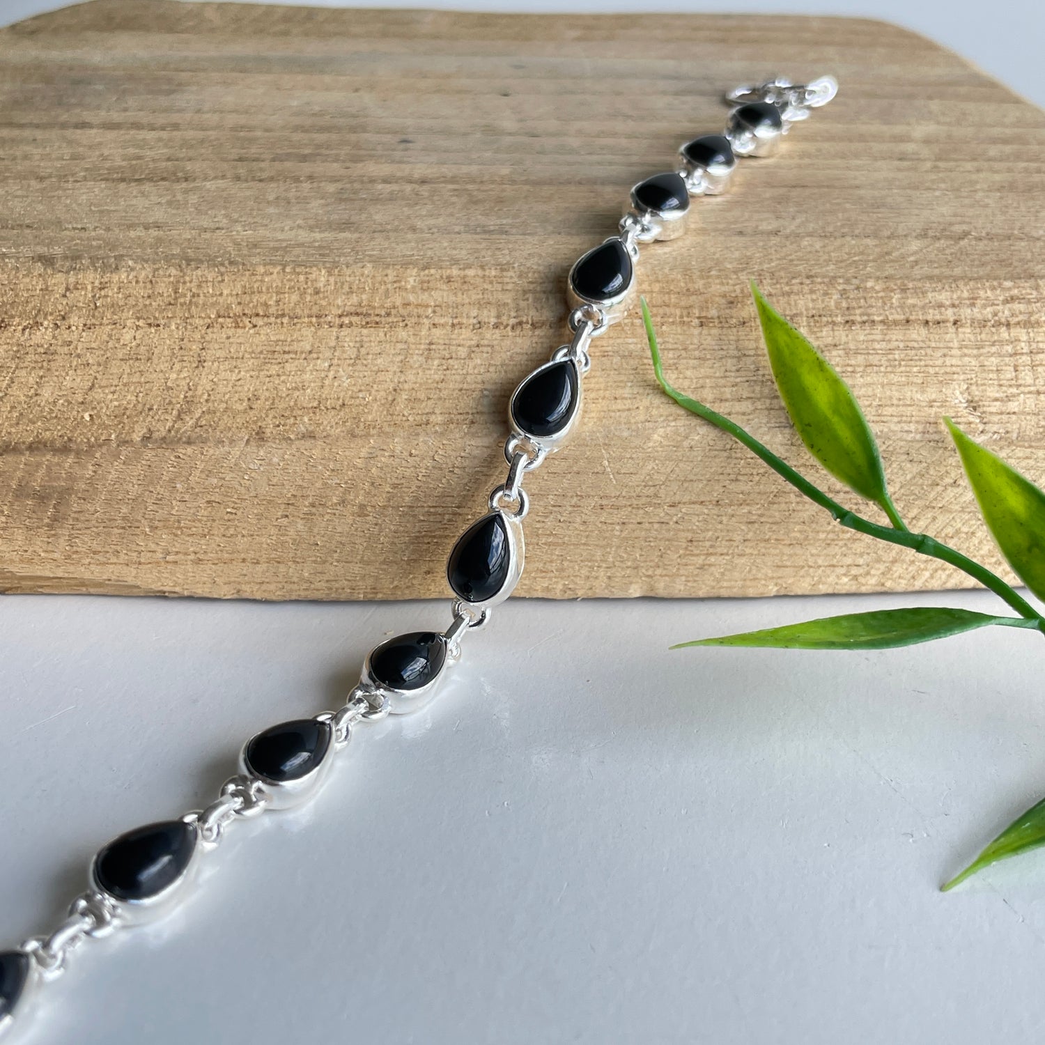 Black Obsidian Teardrop Bracelet