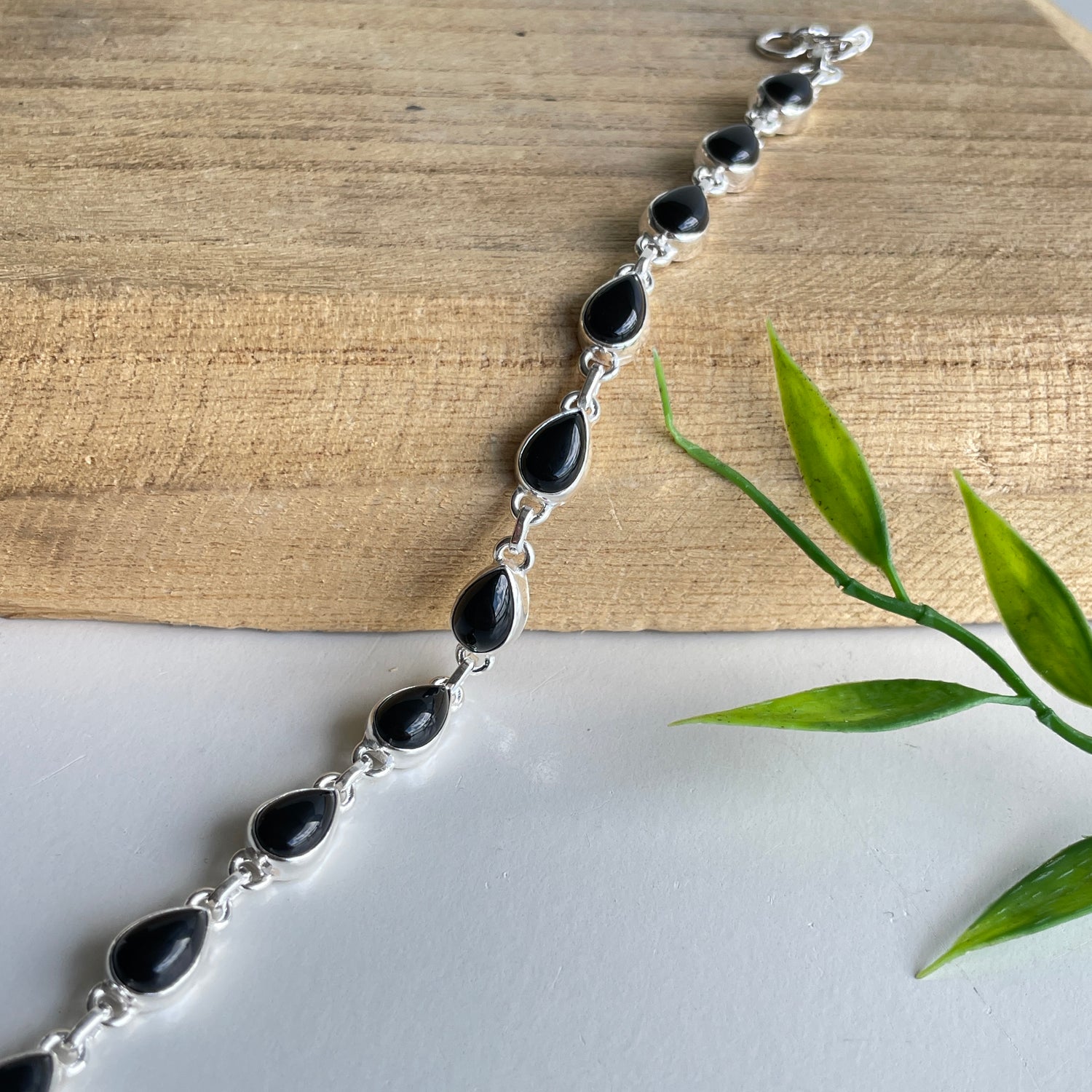 Black Obsidian Teardrop Bracelet
