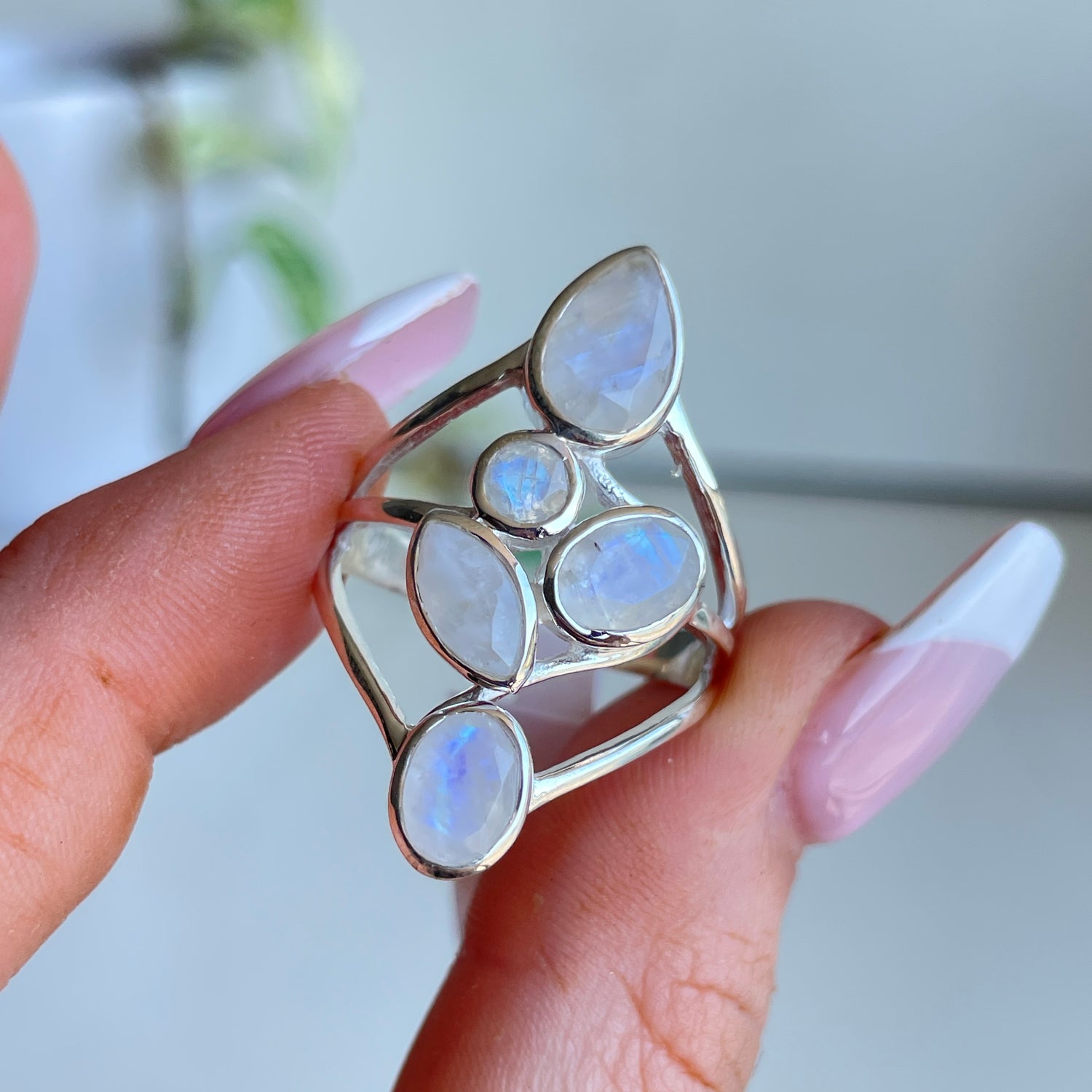 Moonstone Faceted Multi Stone Ring