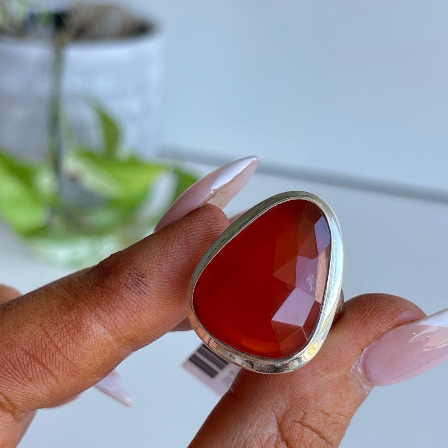Carnelian Triangle Ring Sz7