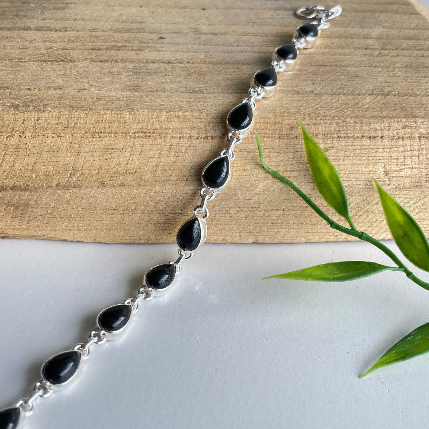 Black Obsidian Teardrop Bracelet