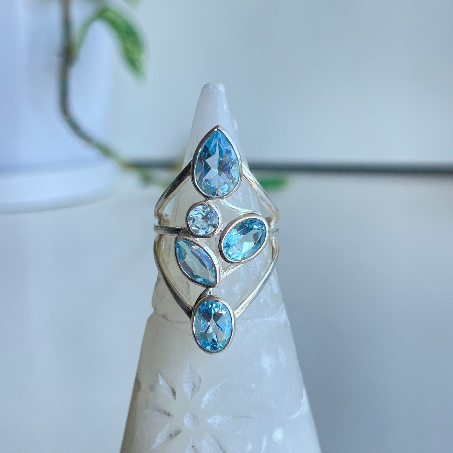 Blue Topaz Multi Stone Ring Sz6