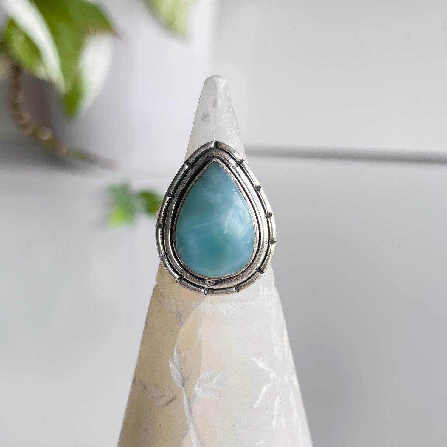 Larimar Teardrop Ring Sz7.5