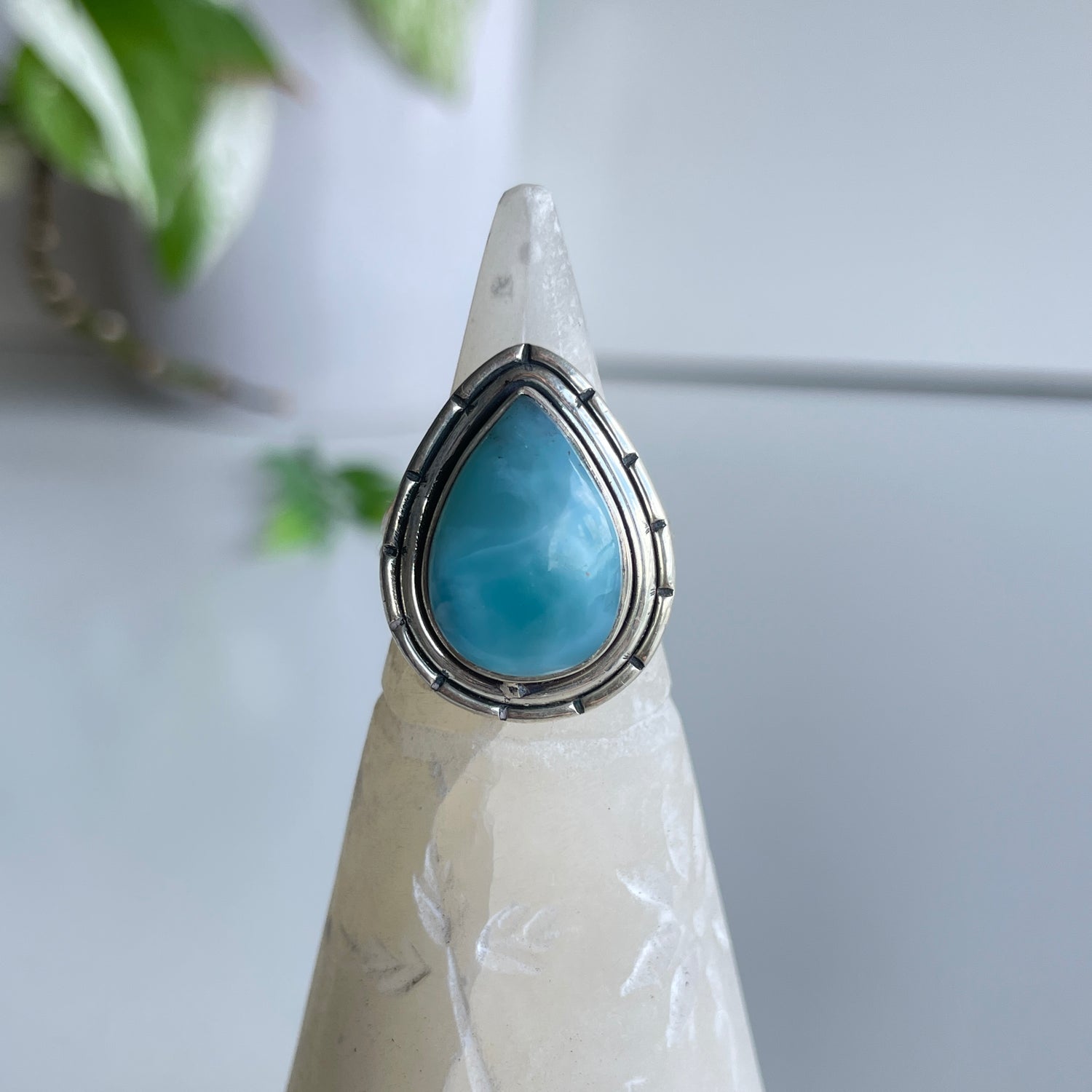 Larimar Teardrop Ring Sz7.5