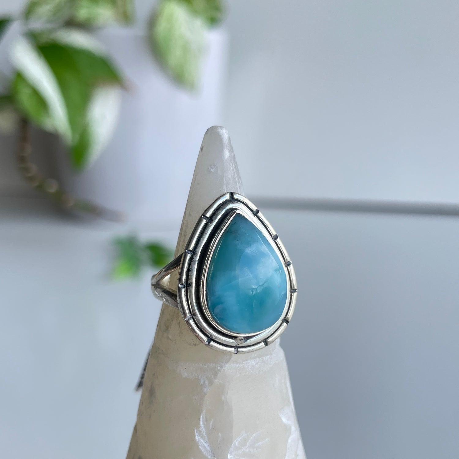 Larimar Teardrop Ring Sz7.5
