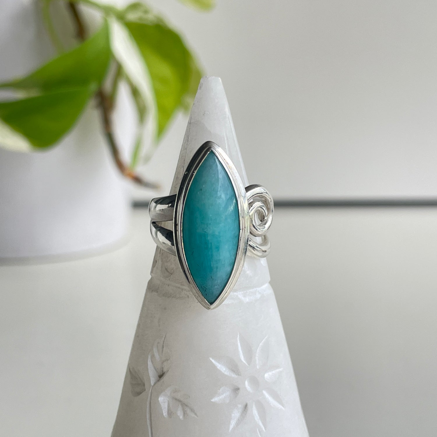 Amazonite Marquise Ring Sz9