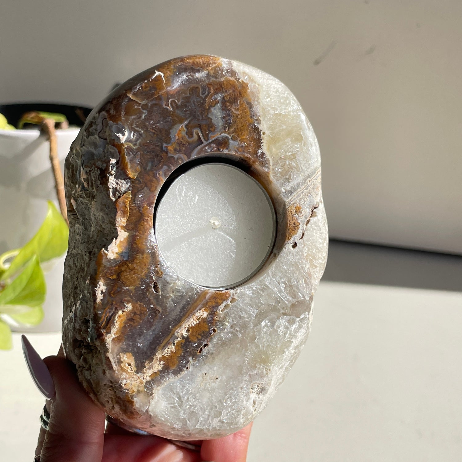 Natural Agate Tealight Holder