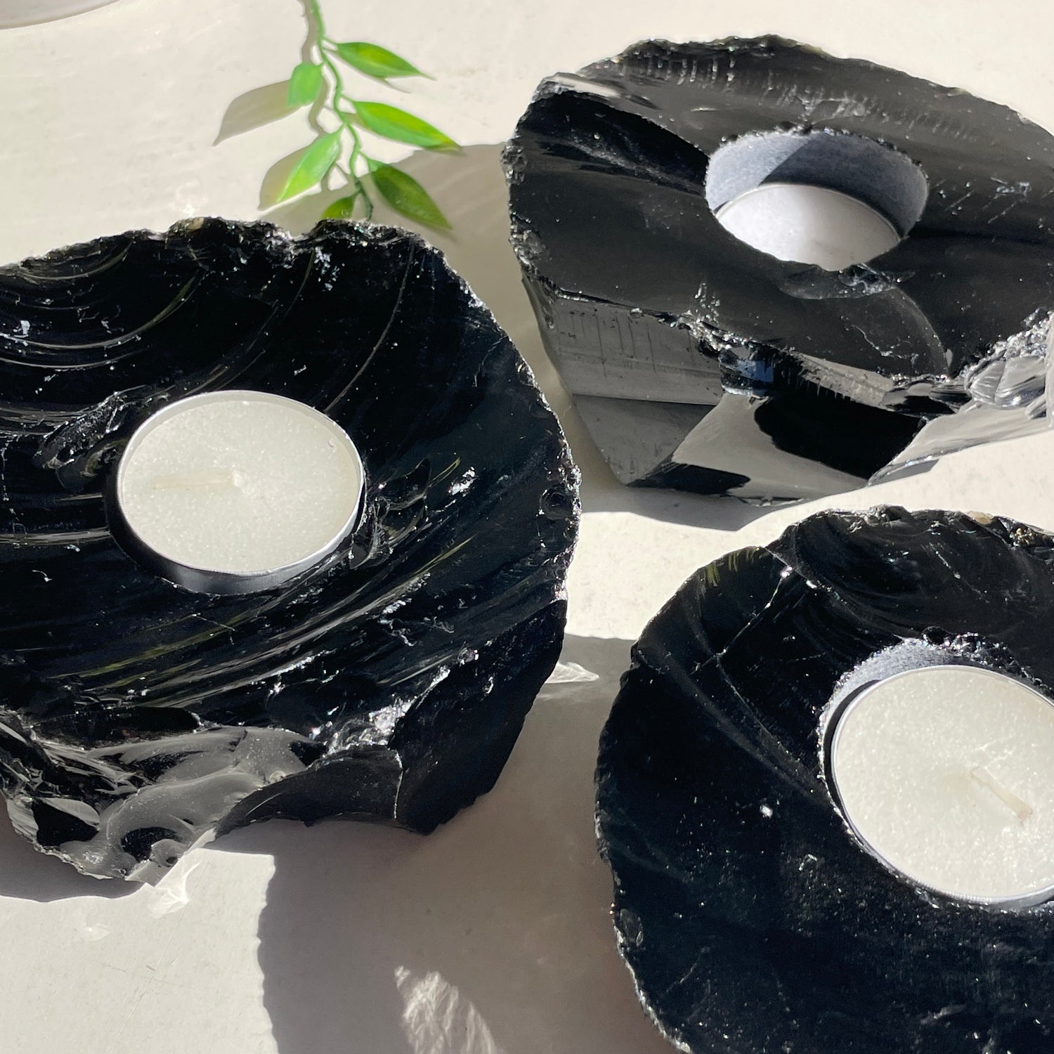 Black Obsidian Rough Tealight Holder