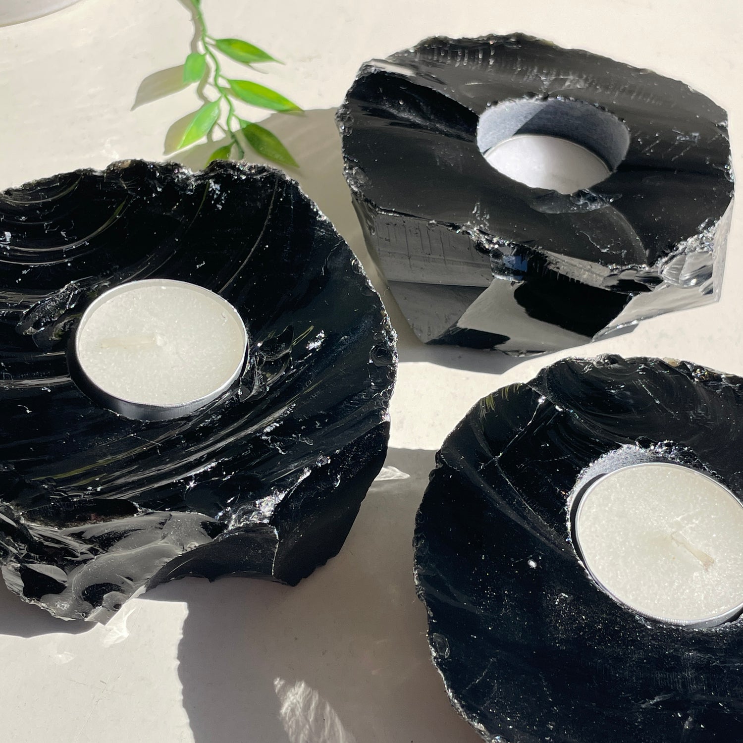 Black Obsidian Rough Tealight Holder
