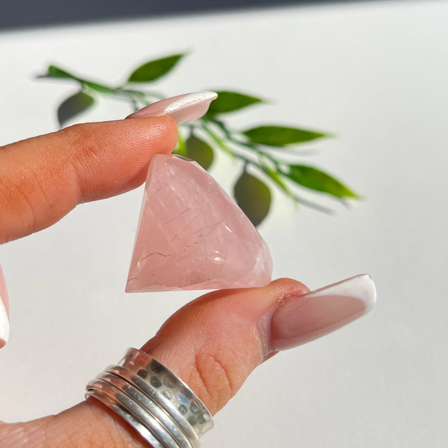 Rose Quartz Diamond Shape Crystal 20-30mm