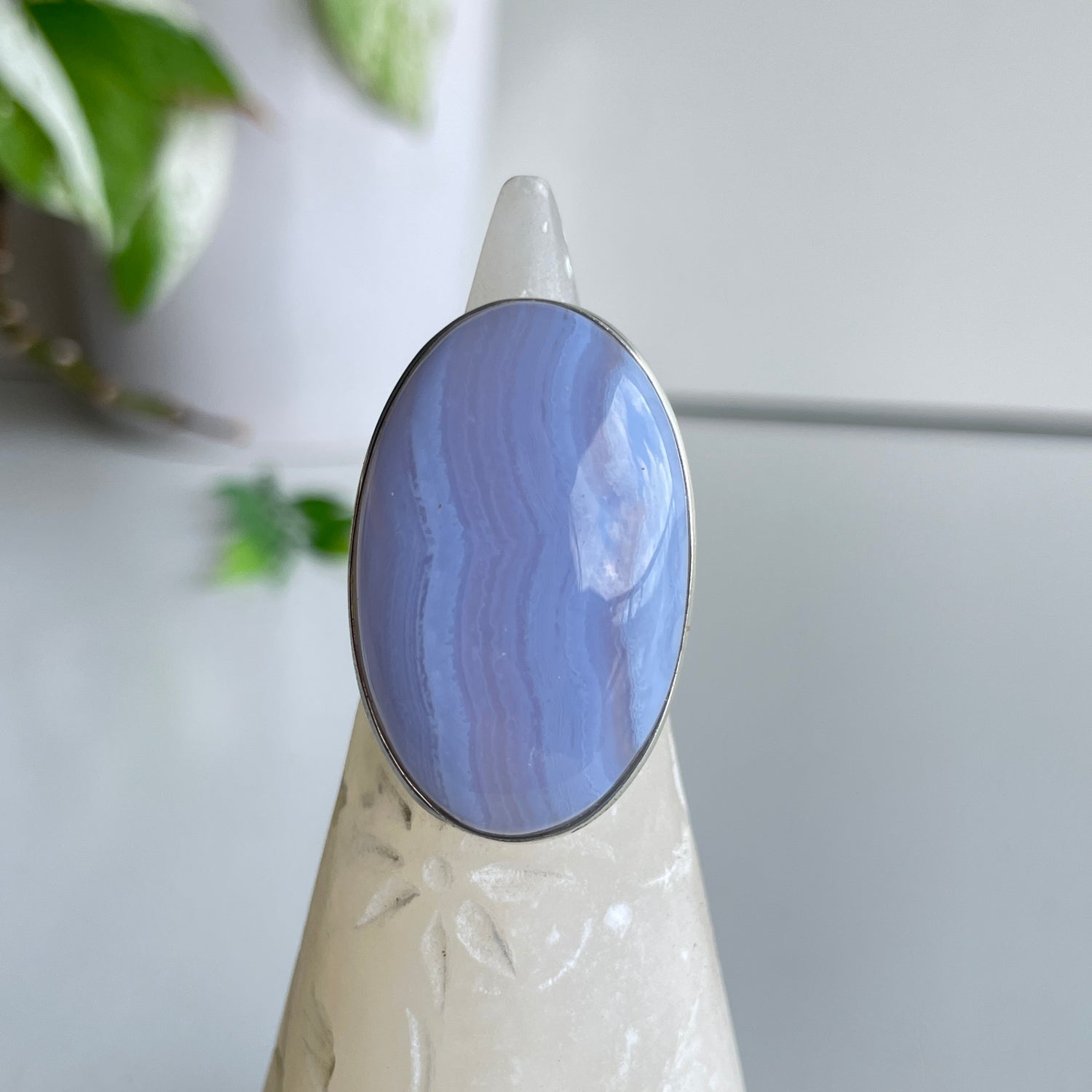 Blue Lace Agate Oval Ring Sz9.5