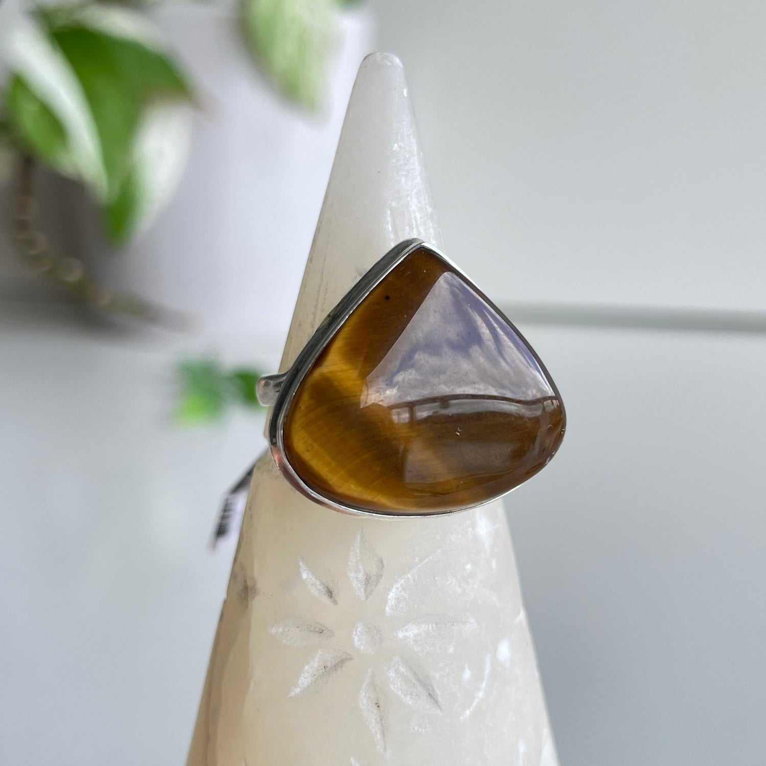 Tigers Eye Teardrop Ring Sz9