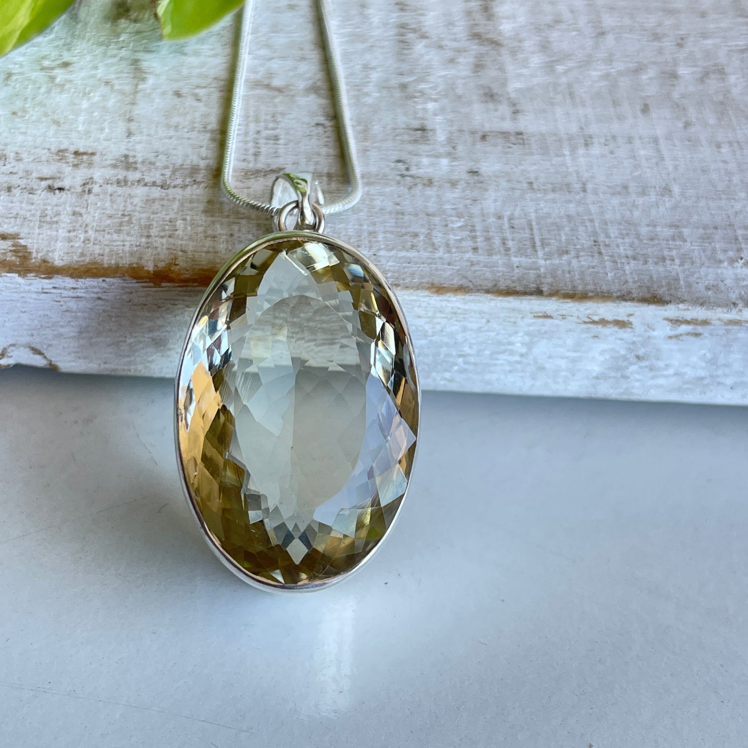 Smoky Quartz Faceted Oval Pendant 008