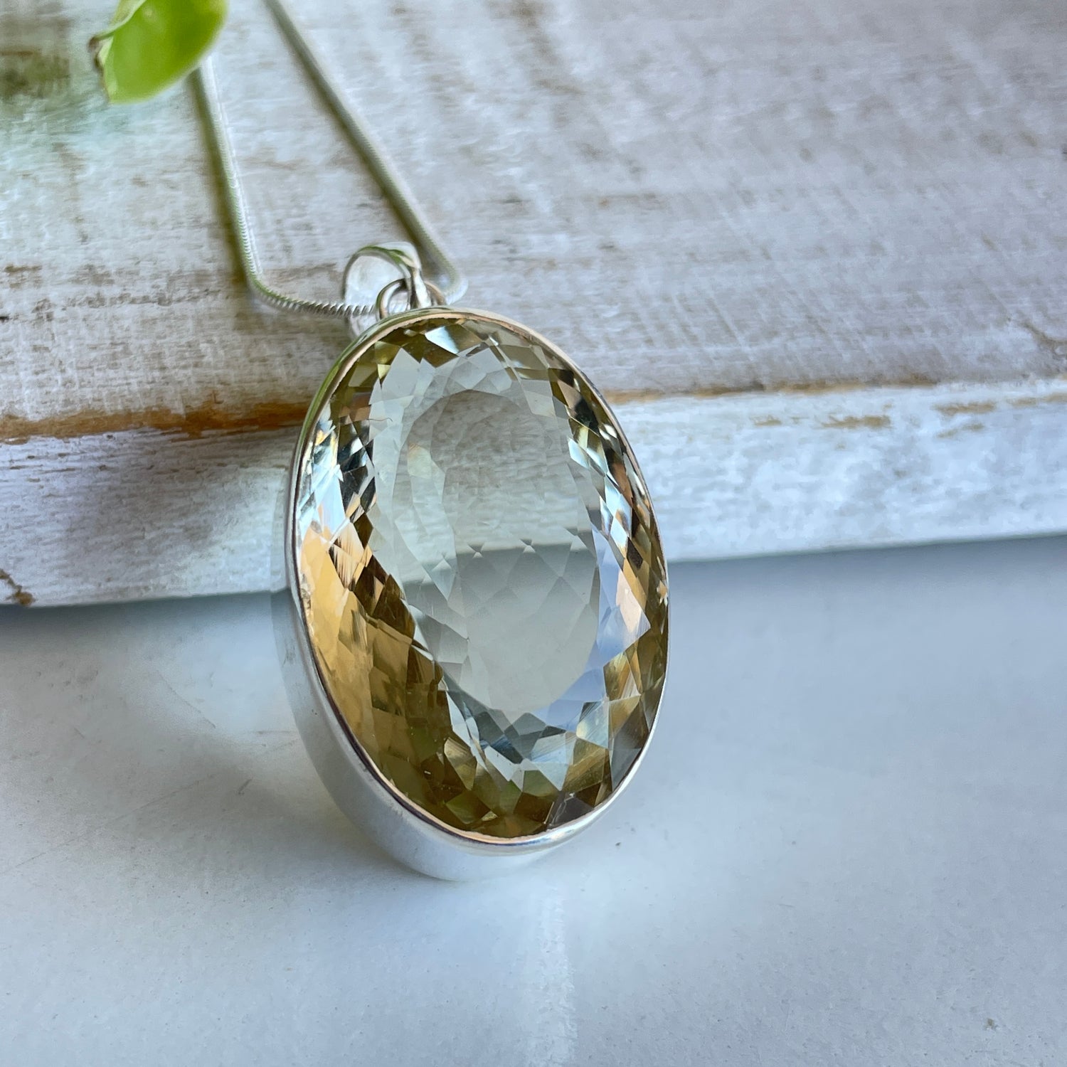 Smoky Quartz Faceted Oval Pendant 008