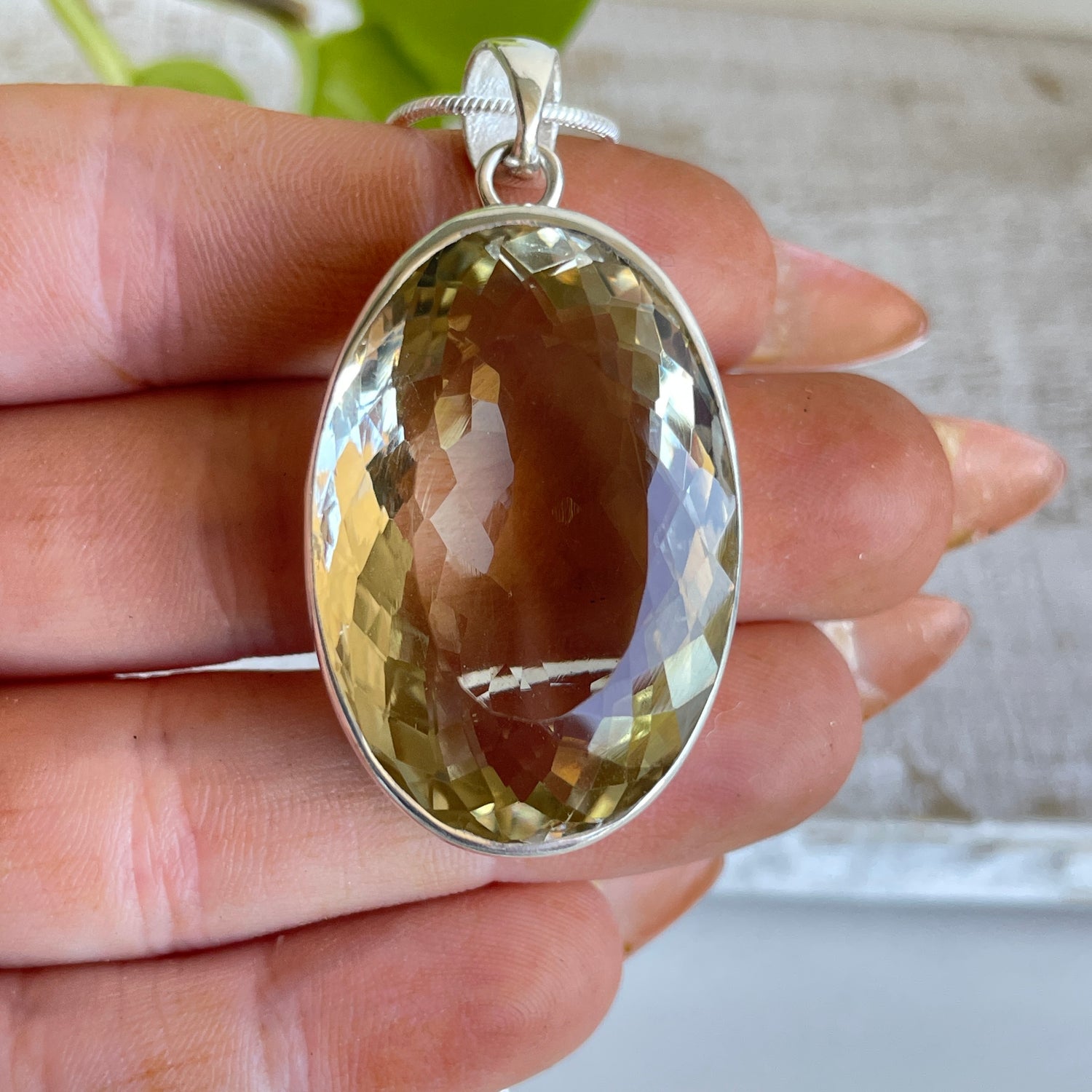 Smoky Quartz Faceted Oval Pendant 008