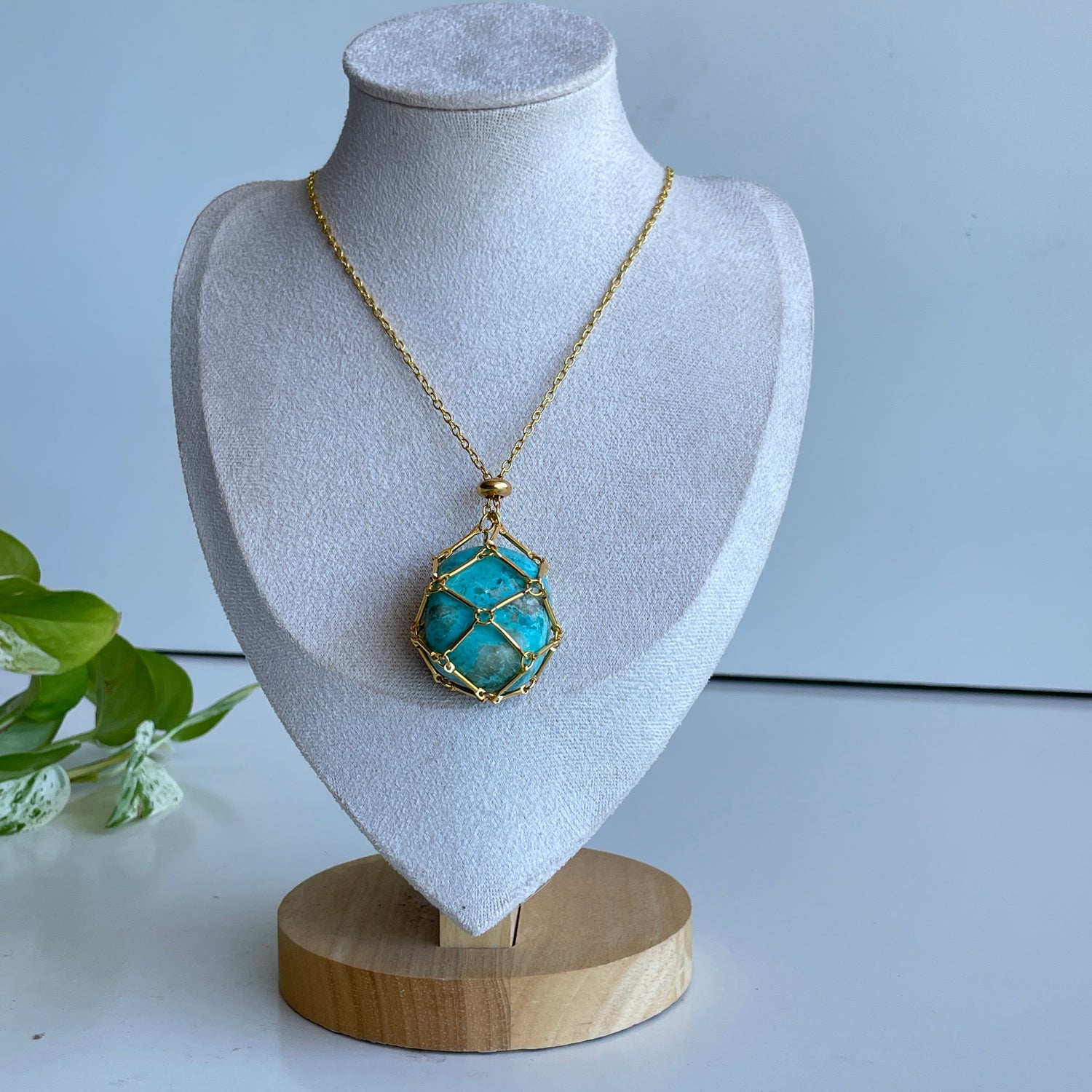 Interchangeable Crystal Holder Necklace Gold