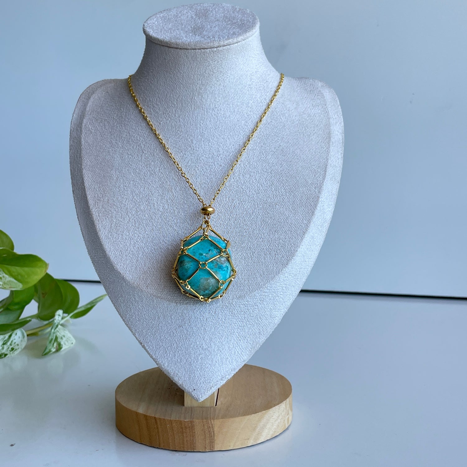 Interchangeable Crystal Holder Necklace Gold