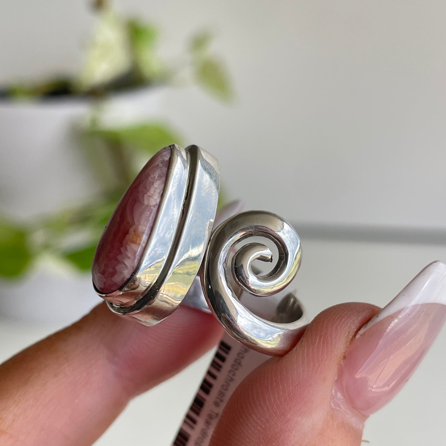 Rhodochrosite Teardrop Ring Sz8.5