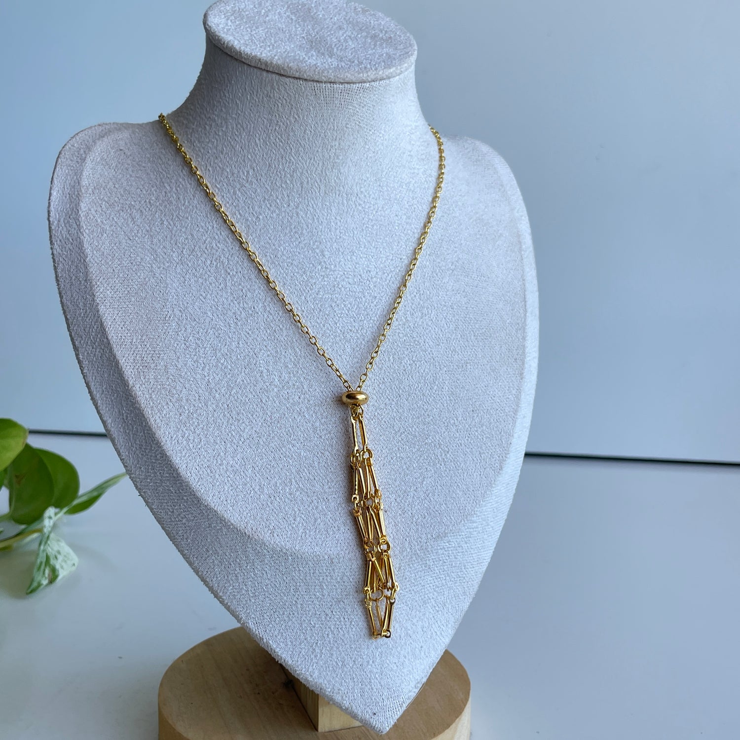 Interchangeable Crystal Holder Necklace Gold