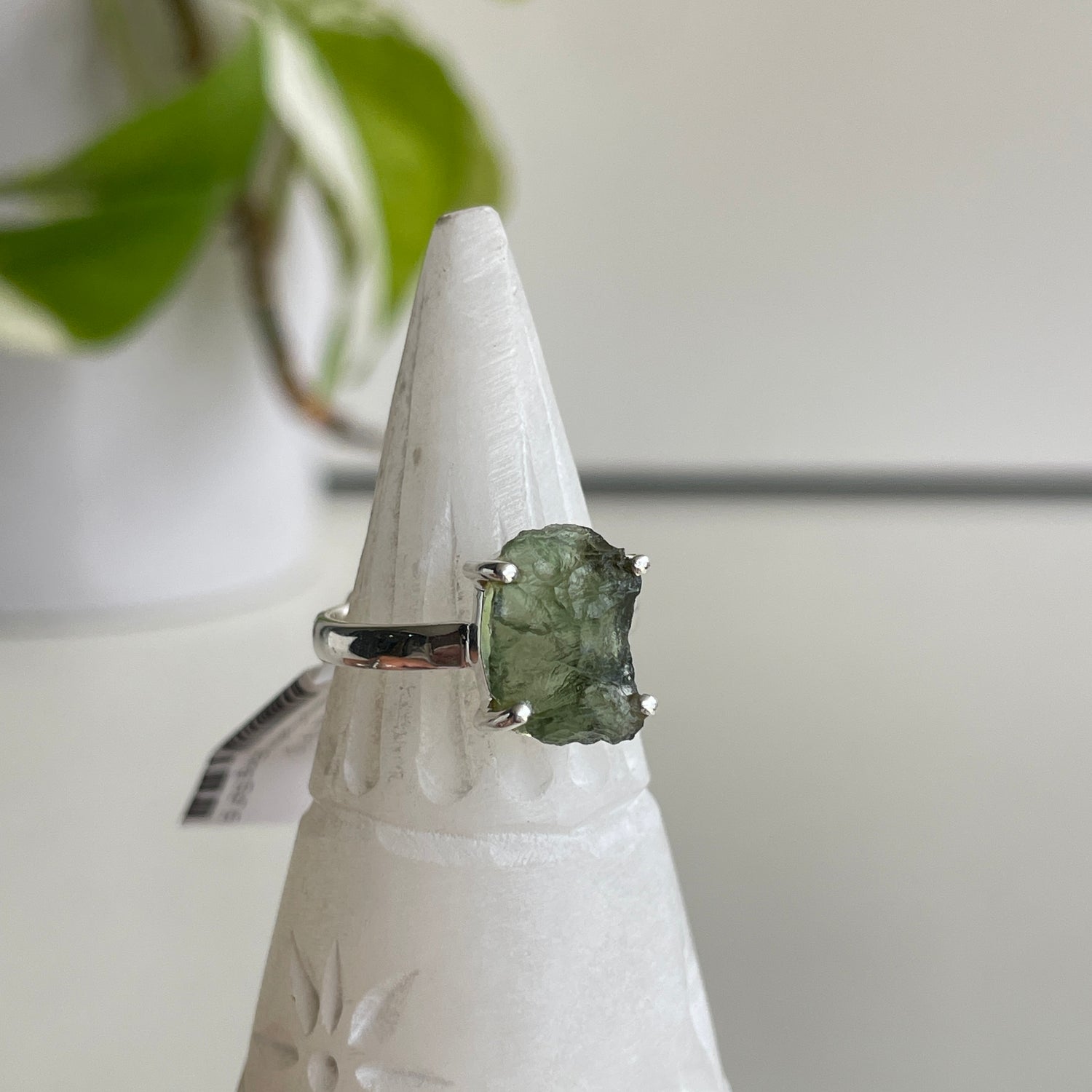 Moldavite Freeform Ring Sz7.5